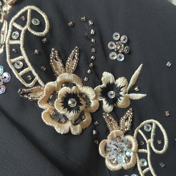 R&M Richards VTG Black bead/embroidered Asymmetrical High-Low formal Dress 10 - Picture 15 of 17